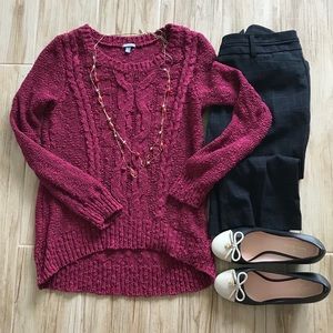 Maroon crewneck hi-lo sweater Size S